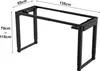 A black adjustable desk frame with dimensions shown. Voir les images du produit