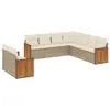 9-tlg. Garten-Sofagarnitur mit Kissen Beige Poly Rattan Produktbild-Vorschau 1