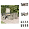 vidaXL 9-tlg. Garten-Essgruppe mit Kissen Grau Poly Rattan Produktbild-Vorschau 1
