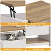 A collage of four images showcasing the features of a coffee table. Produktbild-Vorschau