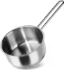 A stainless steel saucepan with a long handle, shown against a white background. Produktbild-Vorschau