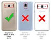 Three phone backs showing compatibility for a phone case. One with a checkmark and two with X marks. Podgląd zdjęcia produktu