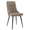 A single beige upholstered dining chair with diamond tufting on the back and black metal legs, shown against a white background. Produktbild-Vorschau