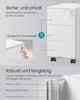 A marketing image showing a white filing cabinet with text highlighting its features. Produktbild-Vorschau