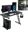 A gaming desk setup with a computer, monitors, keyboard, mouse, headphones, and a drink holder. Náhled obrázku produktu