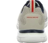 The back view of a beige Skechers sneaker. Voir les images du produit