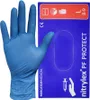 A blue nitrile glove is placed next to its packaging. Anteprima dell’immagine prodotto