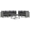 6-tlg. Garten-Lounge-Set mit Kissen Poly Rattan Grau Produktbild-Vorschau 1