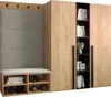 A modern entryway wardrobe with a bench and shoe storage. Produktbild-Vorschau