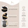 Collage of images showcasing features of a laundry basket, with text descriptions and icons. Produktbild-Vorschau
