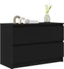 A black wooden chest of drawers with decorative items on top. Náhled obrázku produktu