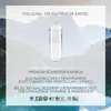 A marketing image featuring a single transparent capsule against a backdrop of mountains and a lake, with text and certification logos. Produktbild-Vorschau