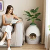 Mondeer 2-en-1 Litière pour chat & niche avec plante Voir les images du produit 2