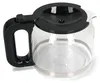 Close up of a glass coffee pot carafe with a black handle and lid. Produktbild-Vorschau