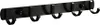 A black metal wall-mounted hook rack with five hooks. Voir les images du produit