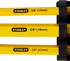 A close-up view of three yellow Stanley chisels, each with black text indicating the brand and size. Anteprima dell’immagine prodotto