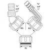 A diagram of a Y-shaped pipe connector with measurement labels. Produktbild-Vorschau
