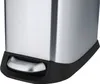 A close-up view of the bottom section of a stainless steel trash can, showing the pedal and the black base. Produktbild-Vorschau