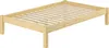 A wooden bed frame with a slatted base, shown from a diagonal angle against a white background. Produktbild-Vorschau