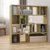 A wooden bookshelf filled with various decorative items and books. Podgląd zdjęcia produktu