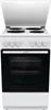 A white Gorenje electric stove with a black oven door and a raised lid. Produktbild-Vorschau