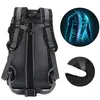 The back of a backpack is shown, with inset graphics illustrating spinal support and breathability. Produktbild-Vorschau