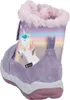 A close-up rear view of a child's winter boot with a unicorn design. Produktbild-Vorschau