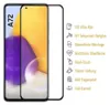 A screen protector for a Samsung Galaxy A72 phone, with feature callouts. Produktbild-Vorschau