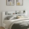 vidaXL LED-Kopfteil mit Ablagen Weiß 220x16,5x103,5 cm Produktbild-Vorschau 2