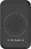 The back of a black Carlinkit TBOX LITE S device, showing regulatory markings and a speaker grille. Produktbild-Vorschau