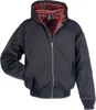 A black hooded jacket with a red plaid lining is shown against a white background. Náhled obrázku produktu