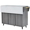 A kitchen cart with a marble-effect countertop and gray wooden cabinets, shown against a white background. Anteprima dell’immagine prodotto