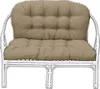 A white rattan bench with beige cushions. Anteprima dell’immagine prodotto