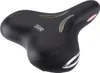 A black and silver bicycle saddle is shown against a white background. Produktbild-Vorschau