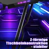 Bettizia Gaming Table LED 120cm x 60cm, Gamer Desk Gancio Anteprima dell’immagine prodotto 4