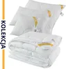 A stack of white bedding items, including pillows and a folded comforter, are displayed against a white background. Podgląd zdjęcia produktu