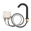 A black faucet with an infrared sensor control box and hoses, isolated on a white background. Podgląd zdjęcia produktu