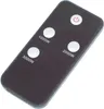 A black remote control with white buttons and text, set against a white background. Produktbild-Vorschau