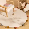 Kinderteppich - Baumwolle und Pompons - béžová - D90 cm - Náhľad obrázku produktu 3
