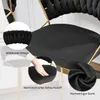 A collage of close-up shots highlighting the features of a black bar stool with a gold frame. Produktbild-Vorschau