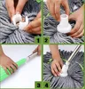 A collage of four images showing the assembly steps of a mop. Voir les images du produit