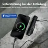 A smartphone is being charged by a flashlight, with text overlays indicating features. Podgląd zdjęcia produktu