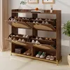 Merax eleganter Schuhschrank aus Holz mit Rattantüren und 4 Produktbild-Vorschau 4