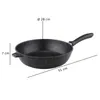 A frying pan with dimensions indicated by lines and text. Produktbild-Vorschau