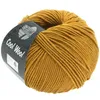 A ball of mustard yellow yarn with a black label. Produktbild-Vorschau