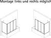Two isometric views of a shower screen installation over a bathtub. Produktbild-Vorschau