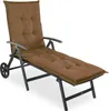 A brown cushioned lounge chair with a metal frame and wheels, shown on a white background. Produktbild-Vorschau
