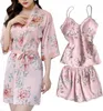 Set da notte - Pigiama - per donna - Set 3 in 1 - Raso - Anteprima dell’immagine prodotto 3