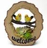 Solar Gartenfigur Welcome Baumstamm mit Vögeln Schild Figur Produktbild-Vorschau 2