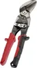 A pair of metal snips with red and black handles, isolated on a white background. Voir les images du produit